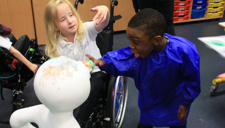Children painting morphs sculpture